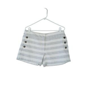 LOFT Gray & White Striped Mid Rise Sailor Style 4" Shorts Size 12